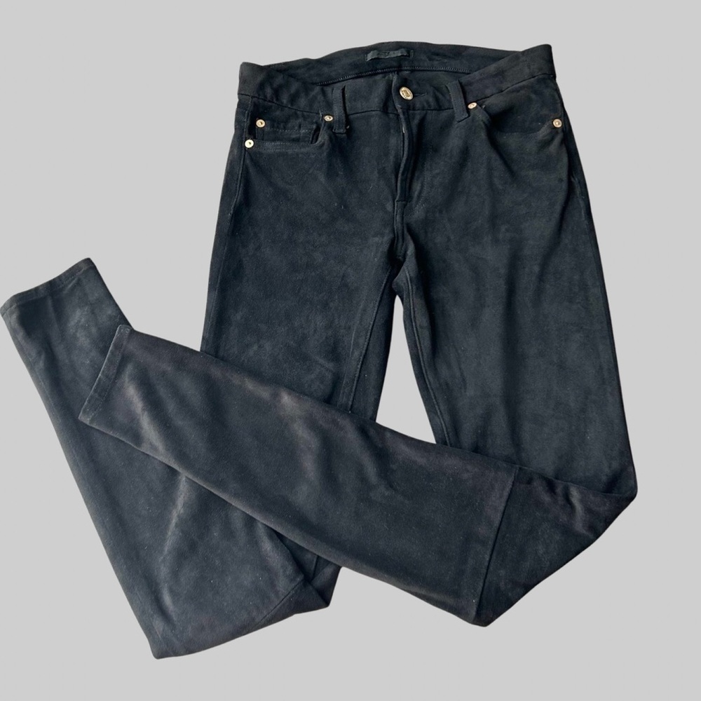 7 For All Mankind Gwenevere  Faux Suede Ankle Jeans in Black